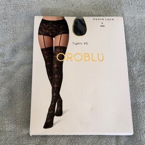 Desire Lace Black Tights 40 - Women’s Lace Hosiery